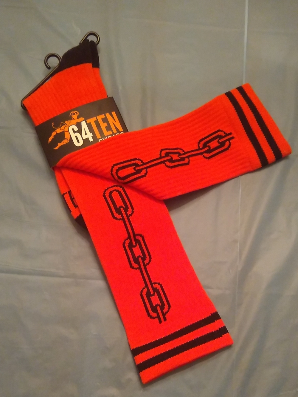 Orange & Black Chain Crew Socks